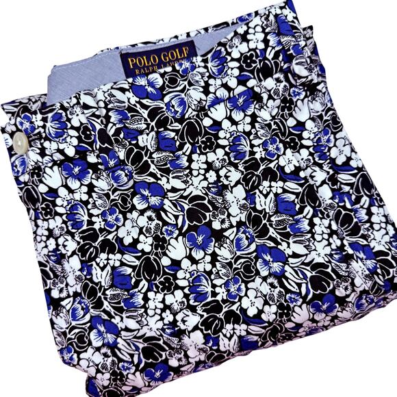 Polo Golf Ralph Lauren Cotton Blend Chino Tailored Fit Pants Blue Floral 32x30 - Picture 1 of 9